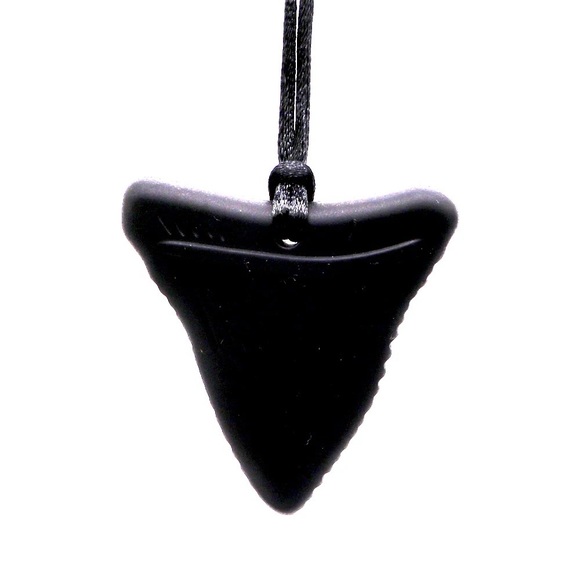 Black Shark Tooth Chew Necklace - 100% Food Grade Silicone- Anxiety, ADHD… - Picture 1 of 7